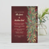 Red Velvet Christmas Botanical Wedding Invitation 招待状 (スタンド正面)