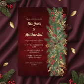 Red Velvet Christmas Botanical Wedding Invitation 招待状