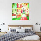 Red Victorian House Lush Yard キャンバスプリント (インサイチュ (寝室))