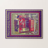 Red Vintage Camper Truck Happy Father's Day ジグソーパズル (横)