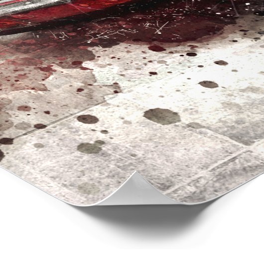 Red Vintage Car Poster:タイムレスな自動車芸術 ポスター (角)