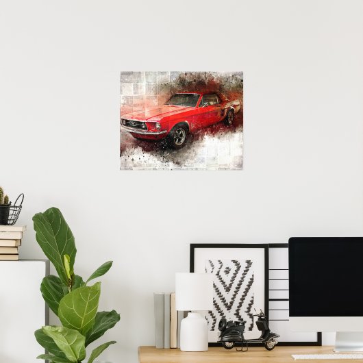 Red Vintage Car Poster:タイムレスな自動車芸術 ポスター (ホームオフィス)