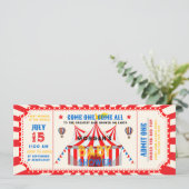Red Vintage Circus Ticket Carnival Baby shower 招待状 (スタンド正面)