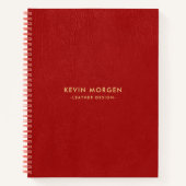 Red Vintage Faux Leather ノートブック (正面)