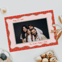 Red Vintage Hand-Drawn Frame Photo New Year