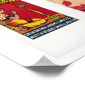 Red Vintage matchbox label grid print ポスター (角)