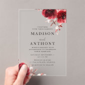 Red Vintage Roses Wedding アクリル招待状 (インサイチュ (ポータブル))