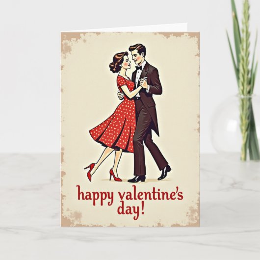 Red Vintage Valentines Dance Card カード (正面)