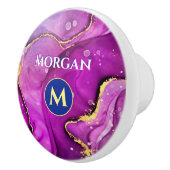 Red-Violetおよび金ゴールド液体インク、モノグラムおよび名前 セラミックノブ (右)