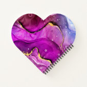 Red-Violetおよび金ゴールド液体インク、モノグラムおよび名前 ノートブック (裏面)