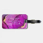 Red-Violetおよび金ゴールド液体インク、モノグラムおよび名前 ラゲッジタグ (裏面横)
