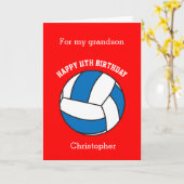 Red Volleyball 11th Birthday カード (黄色い花)