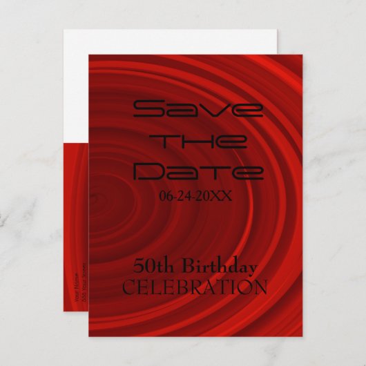 Red Vortex 50誕生日日付を保存2 案内ポストカード (正面/裏面)