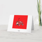 Red Wagon Presents Bow Merry Christmas Name Christ カード (裏面)