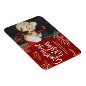Red Warmest Wishes書道クリスマスフォト マグネット (右側)