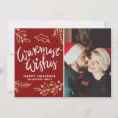 Red Warmest Wishes書道モダン写真 シーズンカード (正面)