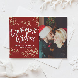 Red Warmest Wishes書道モダン写真 シーズンカード