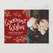 Red Warmest Wishes書道モダン写真 シーズンポストカード (正面)