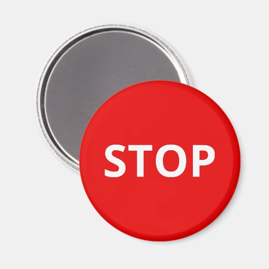 Red Warning Stop Sign Custom Text マグネット (正面/裏面)