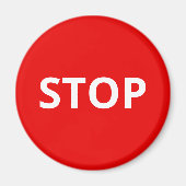 Red Warning Stop Sign Custom Text マグネット (正面)