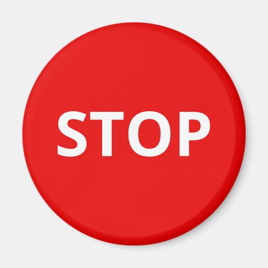 Red Warning Stop Sign Custom Text マグネット (正面)