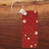 Red Washi Paper Aluminum Rectangle Keychain キーホルダー (正面)