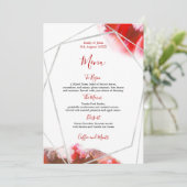 Red Waterカラー/シルバーのジオメトリック結婚ス メニュー (スタンド正面)