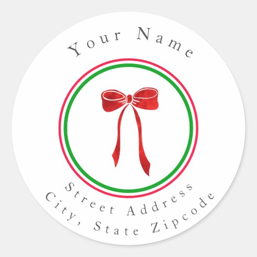 Red Water Color Bowラベル ラウンドシール (正面)