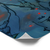 Red Water Lilies Pond Art Print Abstract Sunset ポスター (角)