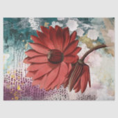 Red Water Lily Boho Artsy Ephemera Journal Collage 薄葉紙 (正面)