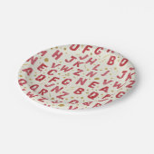 Red Watercolor Alphabet ペーパープレート (アングル)