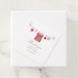 Red Watercolor Baby Shower Square Tag フェイバータグ