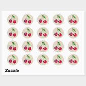 Red Watercolor Cherries Cute Fruit Envelope Seal ラウンドシール (シート)