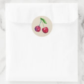 Red Watercolor Cherries Cute Fruit Envelope Seal ラウンドシール (バッグ)