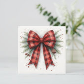 Red Watercolor Christmas Bow カード (スタンド正面)