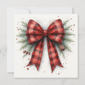 Red Watercolor Christmas Bow カード (正面)