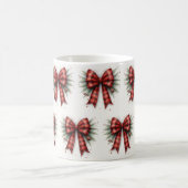 Red Watercolor Christmas Bow コーヒーマグカップ (中央)