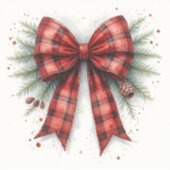 Red Watercolor Christmas Bow シール (正面)