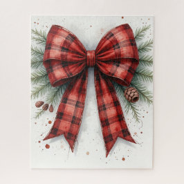 Red Watercolor Christmas Bow ジグソーパズル