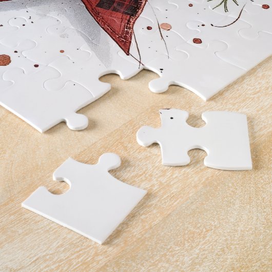 Red Watercolor Christmas Bow ジグソーパズル (側面)