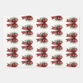 Red Watercolor Christmas Bow ラッピングペーパーシート (正面)