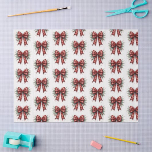 Red Watercolor Christmas Bow 薄葉紙 (クラフト)