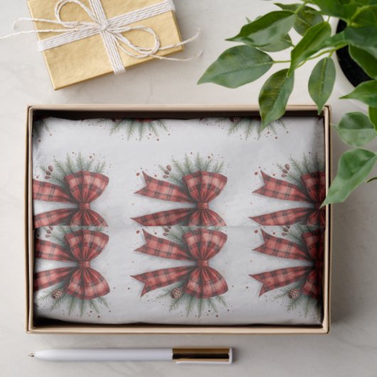 Red Watercolor Christmas Bow 薄葉紙 (ギフト)