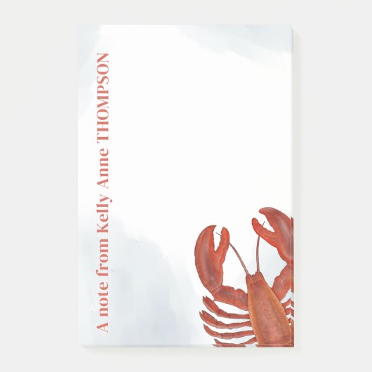 Red Watercolor Lobster Personalized  ポストイット (正面)