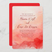 Red Watercolor Ombre Painting Wedding 招待状 (正面/裏面)