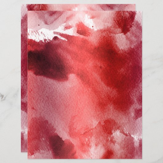 Red watercolor stains soft pastel scrapbook paper (正面/裏面)
