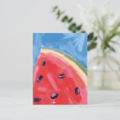 Red Watermelon | Watercolor Fruit Painting ポストカード (スタンド正面)