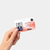 Red Waveデザイン写真ID バッジ (手持ち)