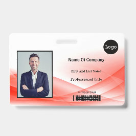 Red Waveデザイン写真ID バッジ