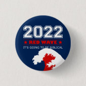 RED WAVE 2022中期選挙USA 缶バッジ (正面)